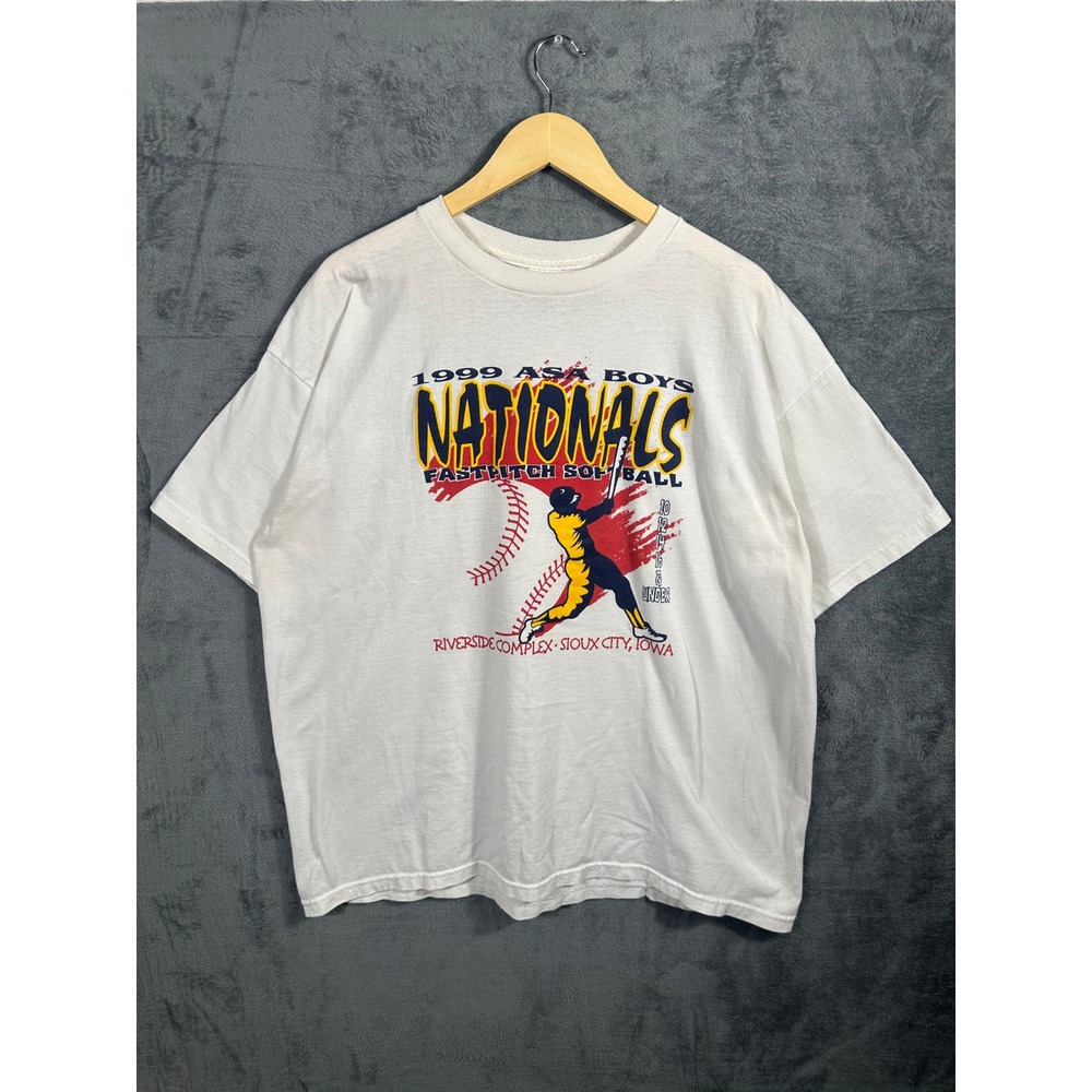 Vintage 1999 ASA Boys Nationals Softball T-Shirt Fruit of the Loom XXL White